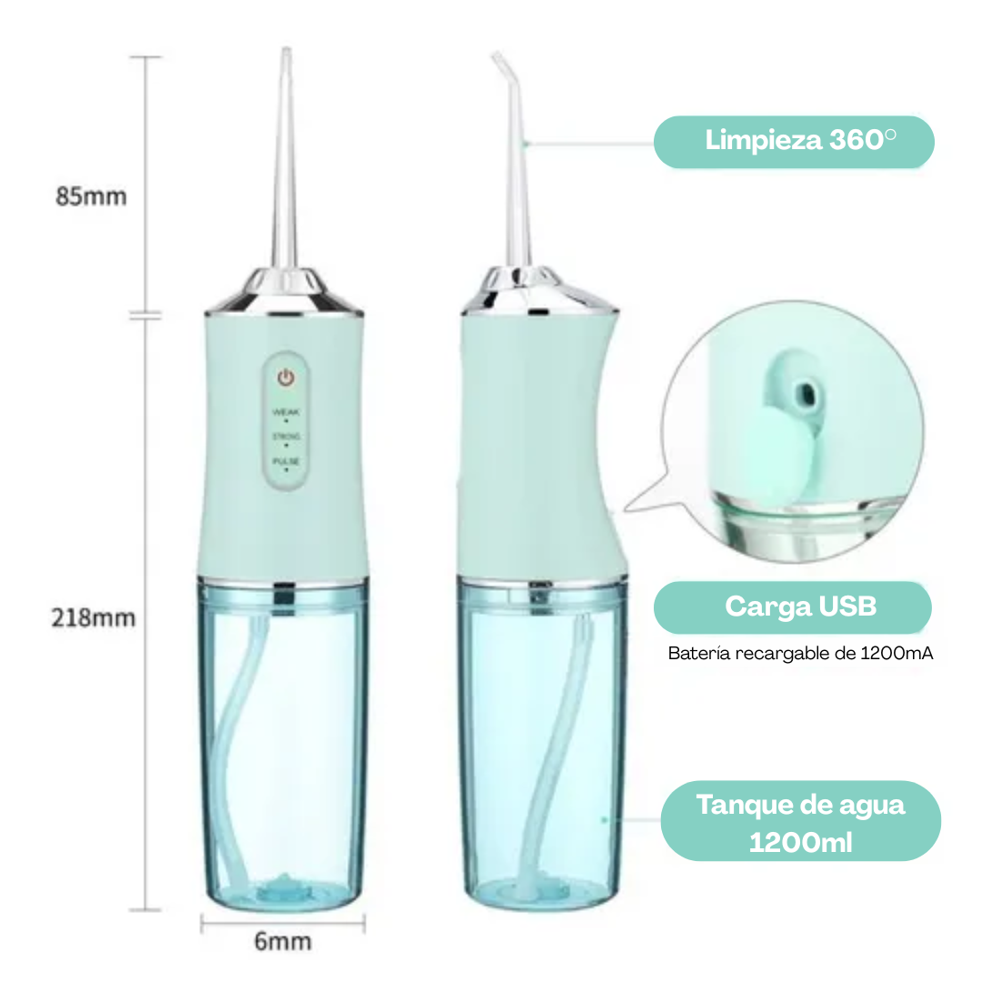 Irrigador Dental Portátil – Sin residuos, sin mal aliento – 🏷️ 40% DCTO – Solo por Hoy.