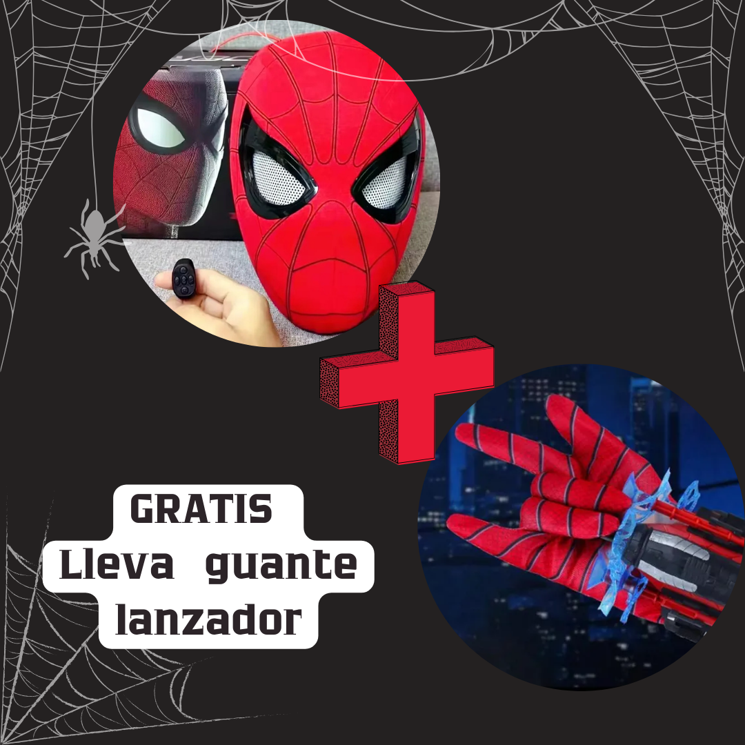 🕷️Máscara con movimiento Spiderman: GRATIS Guante Lanzador - Sorprende en Halloween 🎃 / 50% OFF Oferta de lanzamiento.
